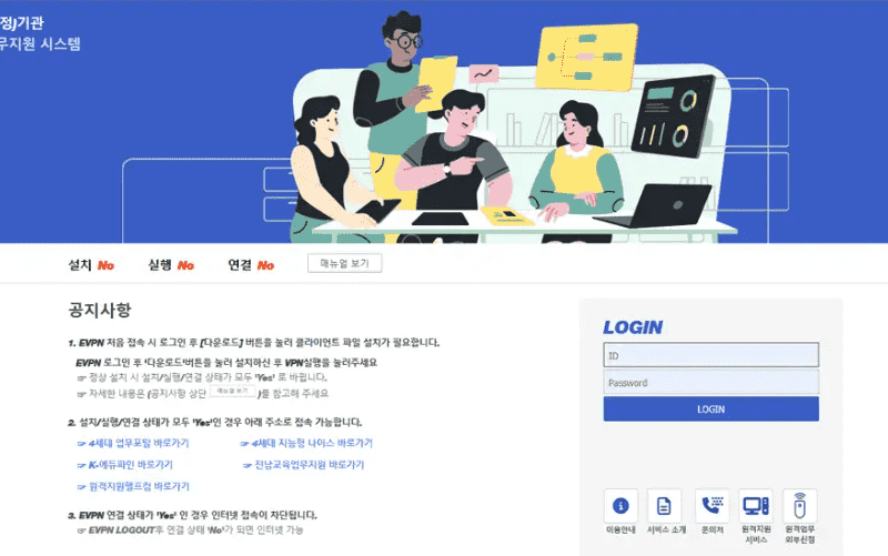 경상남도 교육청 원격업무지원시스템 바로가기